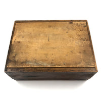 19th C. Dresser Box with Wallpaper Framed Mirror and Hand-painted Print of Deer