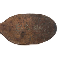 Long Carved Folk Art Wood Spoon with Monograms and Face, 1910