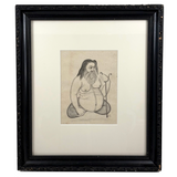 Extremely Fine c. Early 19th Century Indian Ink Drawing of Hindu Ascetic with Yogadanda