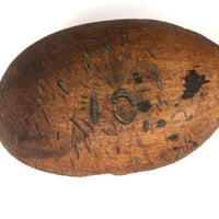 Long Carved Folk Art Wood Spoon with Monograms and Face, 1910