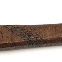 Long Carved Folk Art Wood Spoon with Monograms and Face, 1910