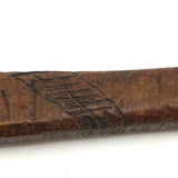 Long Carved Folk Art Wood Spoon with Monograms and Face, 1910