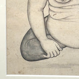 Extremely Fine c. Early 19th Century Indian Ink Drawing of Hindu Ascetic with Yogadanda