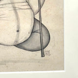 Extremely Fine c. Early 19th Century Indian Ink Drawing of Hindu Ascetic with Yogadanda