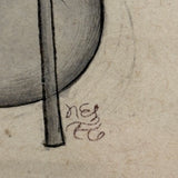 Extremely Fine c. Early 19th Century Indian Ink Drawing of Hindu Ascetic with Yogadanda