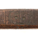 Long Carved Folk Art Wood Spoon with Monograms and Face, 1910