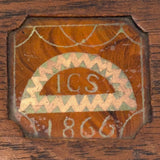 Beautiful 1866 Horsehair Brush with Cut Paper and Reverse Glass Painted Inlay