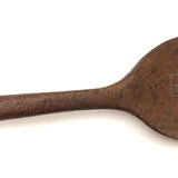 Long Carved Folk Art Wood Spoon with Monograms and Face, 1910