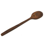 Long Carved Folk Art Wood Spoon with Monograms and Face, 1910