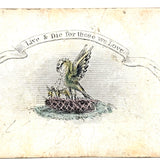 Live and DIe for those We Love,  Poignant and Scarce Mid 19th Century Engraved Sentiment Card