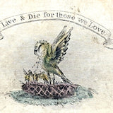 Live and DIe for those We Love,  Poignant and Scarce Mid 19th Century Engraved Sentiment Card