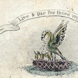 Live and DIe for those We Love,  Poignant and Scarce Mid 19th Century Engraved Sentiment Card