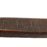 Long Carved Folk Art Wood Spoon with Monograms and Face, 1910