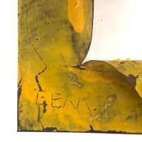 Gorgeous Yellow Painted Sculptural Tin Frame, with Glass