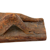 Between Modernist and Folk, Visceral Old Carved Reclining Nude on (and of) Slab