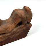 Between Modernist and Folk, Visceral Old Carved Reclining Nude on (and of) Slab
