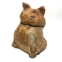 Super Folky (and Just Super) Clay Cat Jar with Ill Fitting Head