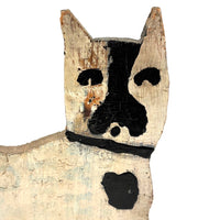 Great Old Scrap Wood Dog with Blackest Black, Nice Mend, and Excellent Backside