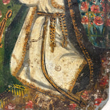 St. Rose of Lima with Cross, Lovely Small Antique Retablo on Tin