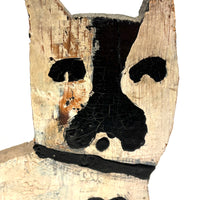 Great Old Scrap Wood Dog with Blackest Black, Nice Mend, and Excellent Backside