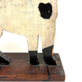 Great Old Scrap Wood Dog with Blackest Black, Nice Mend, and Excellent Backside