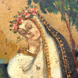 St. Rose of Lima with Cross, Lovely Small Antique Retablo on Tin