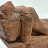 Between Modernist and Folk, Visceral Old Carved Reclining Nude on (and of) Slab