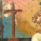 St. Rose of Lima with Cross, Lovely Small Antique Retablo on Tin