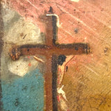 St. Rose of Lima with Cross, Lovely Small Antique Retablo on Tin