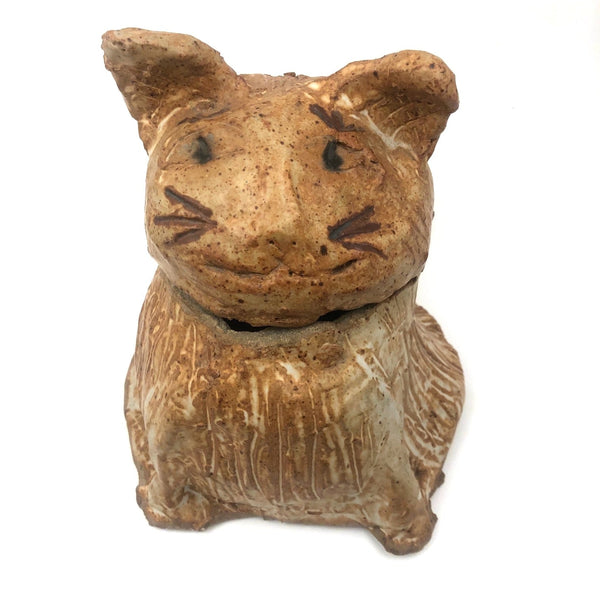 Super Folky (and Just Super) Clay Cat Jar with Ill Fitting Head