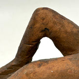 Between Modernist and Folk, Visceral Old Carved Reclining Nude on (and of) Slab