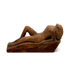 Between Modernist and Folk, Visceral Old Carved Reclining Nude on (and of) Slab