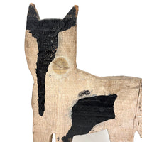 Great Old Scrap Wood Dog with Blackest Black, Nice Mend, and Excellent Backside