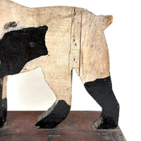 Great Old Scrap Wood Dog with Blackest Black, Nice Mend, and Excellent Backside
