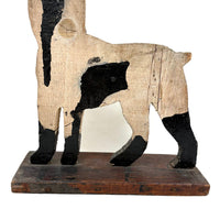 Great Old Scrap Wood Dog with Blackest Black, Nice Mend, and Excellent Backside