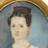 Regal Woman in Empire Dress and Jewels, Lovely Georgian Portrait Miniature on Bone