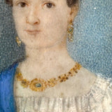 Regal Woman in Empire Dress and Jewels, Lovely Georgian Portrait Miniature on Bone