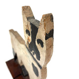 Great Old Scrap Wood Dog with Blackest Black, Nice Mend, and Excellent Backside