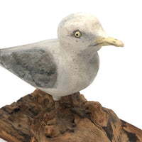 SOLD Excellent 1971 Signed Folk Art Seagull on Driftwood Base