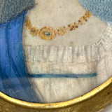 Regal Woman in Empire Dress and Jewels, Lovely Georgian Portrait Miniature on Bone