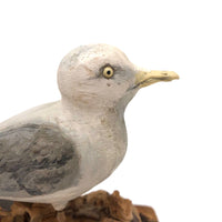 SOLD Excellent 1971 Signed Folk Art Seagull on Driftwood Base