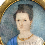 Regal Woman in Empire Dress and Jewels, Lovely Georgian Portrait Miniature on Bone