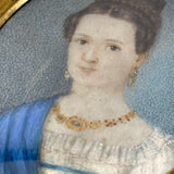 Regal Woman in Empire Dress and Jewels, Lovely Georgian Portrait Miniature on Bone