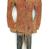 Perfectly Primitive Tiny Old Carving of Figure in Orange and Blue