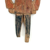 Perfectly Primitive Tiny Old Carving of Figure in Orange and Blue