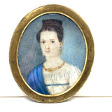 Regal Woman in Empire Dress and Jewels, Lovely Georgian Portrait Miniature on Bone