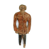 Perfectly Primitive Tiny Old Carving of Figure in Orange and Blue