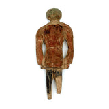 Perfectly Primitive Tiny Old Carving of Figure in Orange and Blue