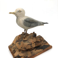 SOLD Excellent 1971 Signed Folk Art Seagull on Driftwood Base