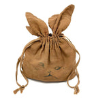 SOLD Charming Antique Hand-sewn Bunny Bag with Inked Face and Clay Marbles